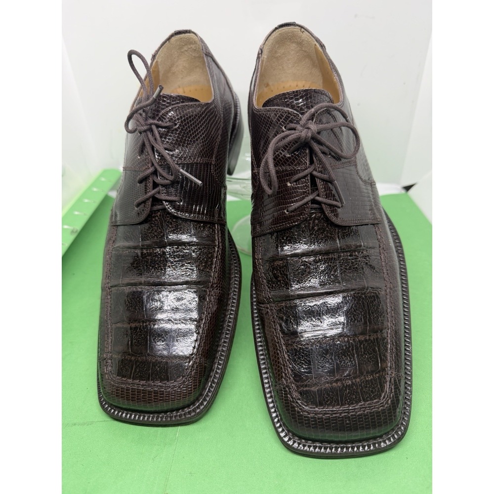David Eden Mens Genuine Crocodile Lizard Dress Shoes Brown Zidan 8.5
